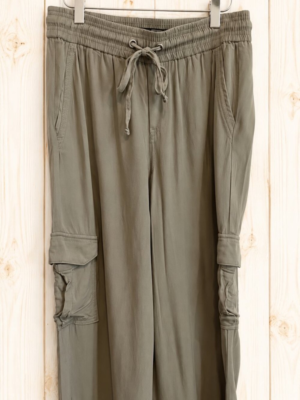Rewash Drawstring Cargo 100% Rayon Pants Olive Green